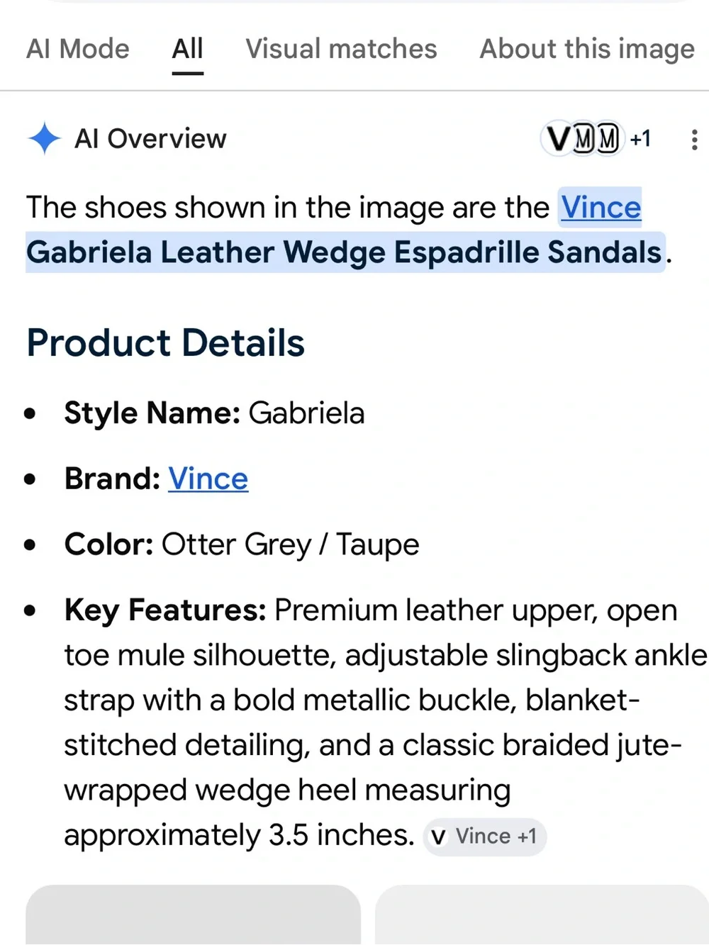 Vince Gabriela Otter Gray Leather Espadrille Wedge Size 7.5